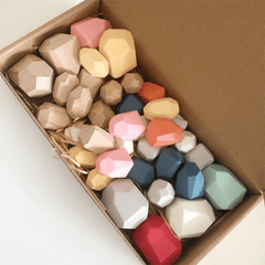 Colorful Wooden Stacking Rocks Balance Toy for Cognitive Development