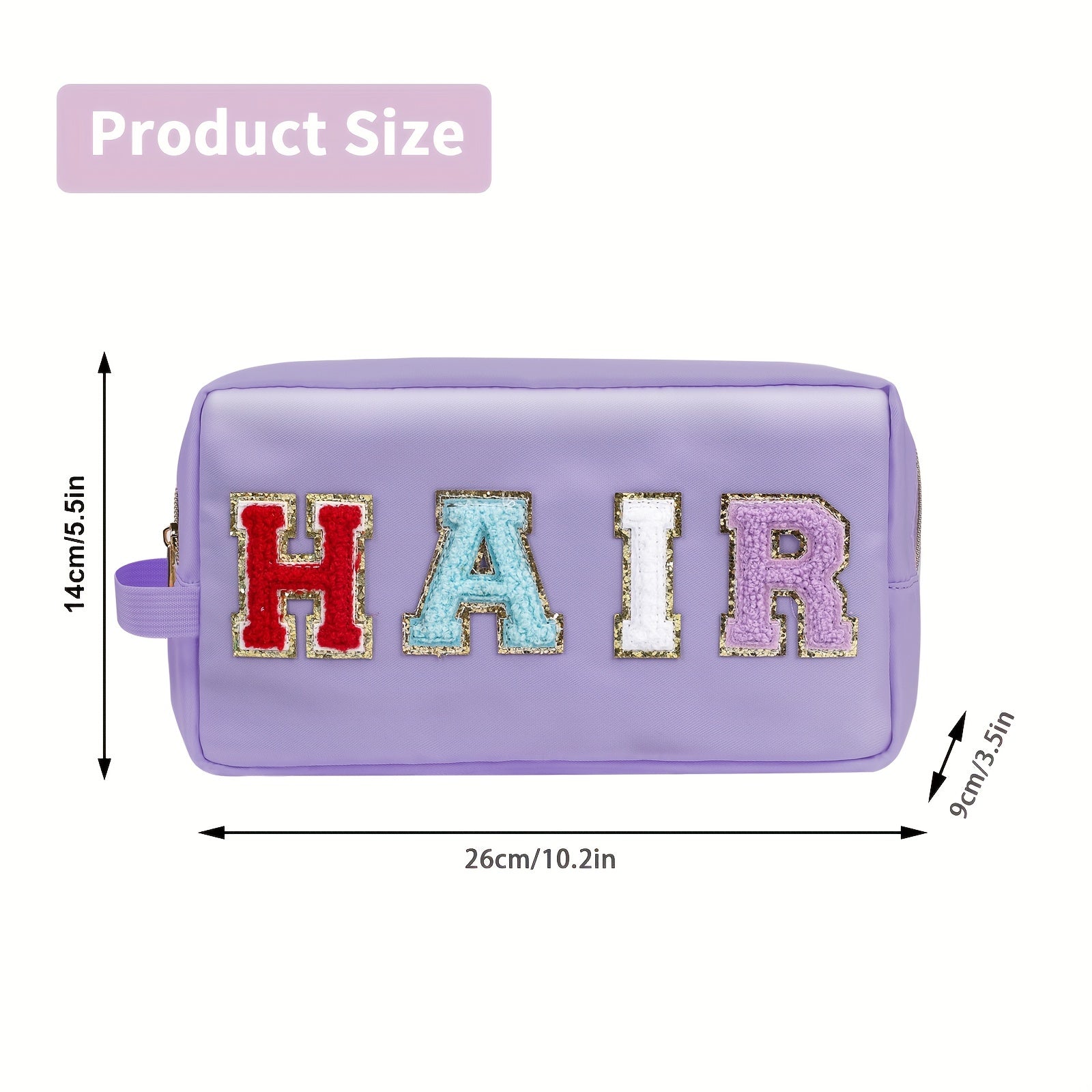 Preppy Makeup Bag Nylon Waterproof Toiletry Bag With Strap