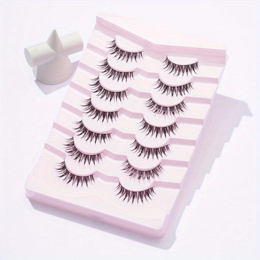 Thick Long Tip Tail False Eyelashes 7 Pairs 18mm Natural Lightweight