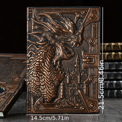 A5 Vintage Embossed Dragon Notepad Metal Stereo