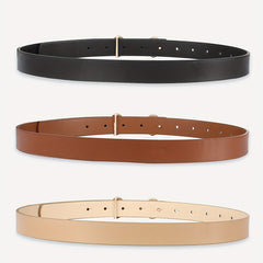 Double Circle Buckle Belt PU Leather Waist Belt for Women
