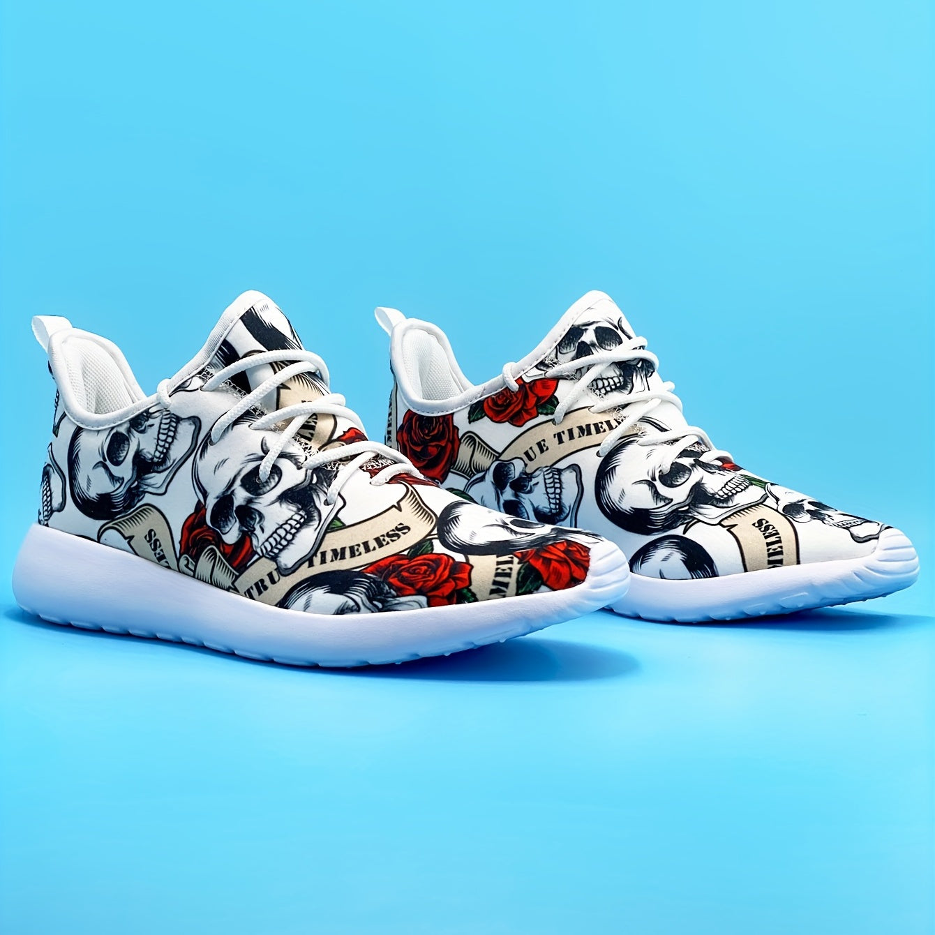 Men's Skull Print Lightweight Running Shoes Soft Sole Non slip Sneakers