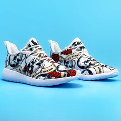 Men's Skull Print Lightweight Running Shoes Soft Sole Non slip Sneakers