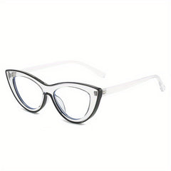 Y2K Jelly Cat Eye Glasses TR90 Clear Lens with PU Leather Case