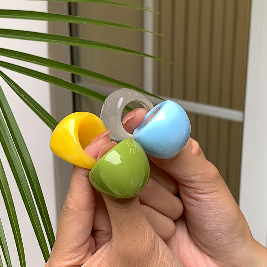 Multicolor Resin Chunky Ring Exaggerated Knuckle Finger Ring for Women