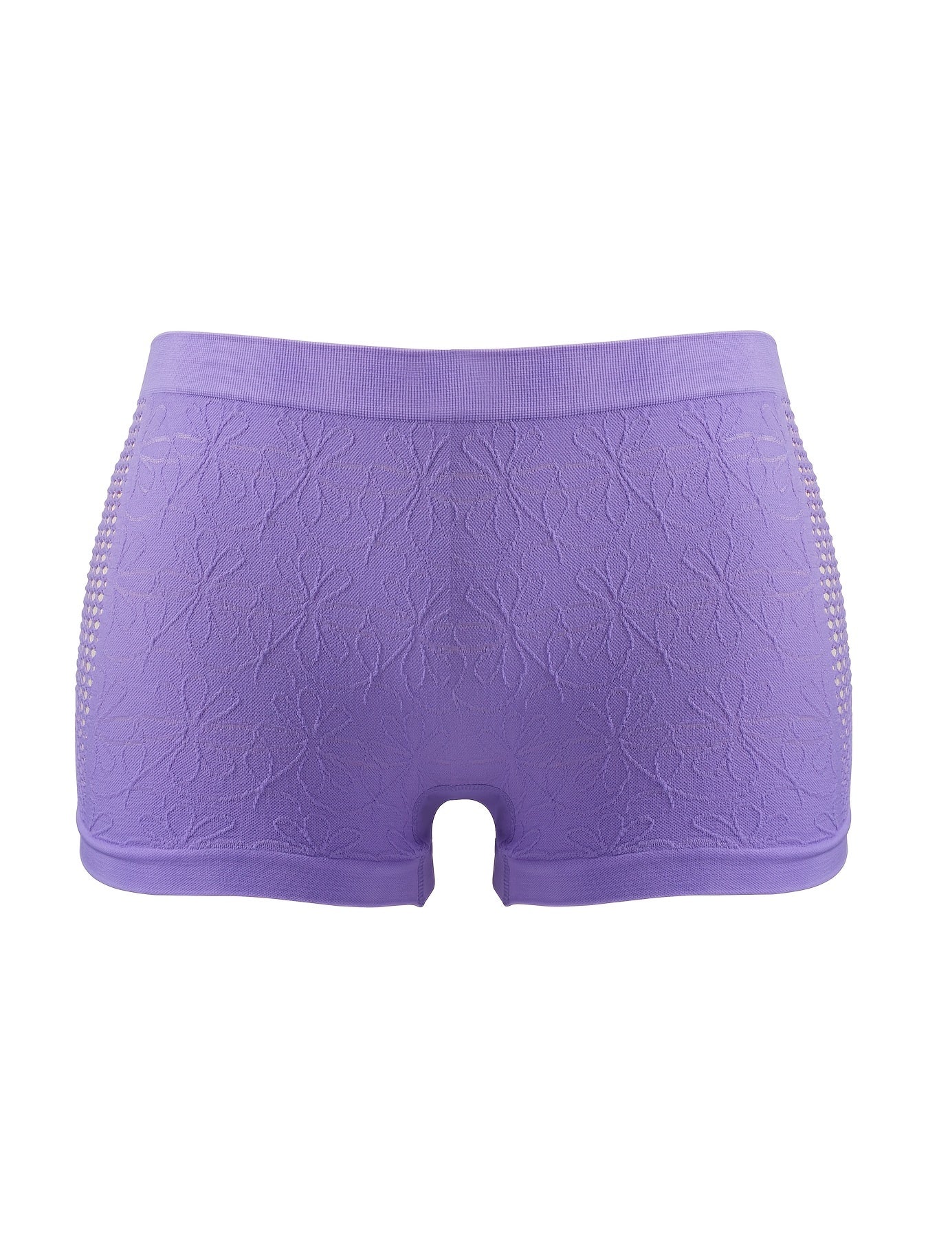 4pcs Floral Textured Boyshort Panties Soft & Comfortable Women's Lingerie