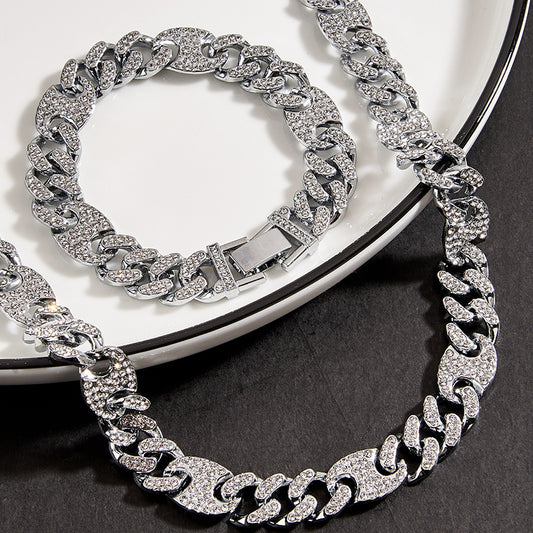 Men's 3 to 1 Oval Necklace and Bracelet Set