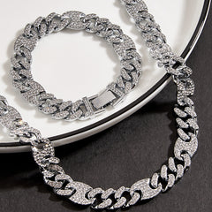 Men's 3 to 1 Oval Necklace and Bracelet Set