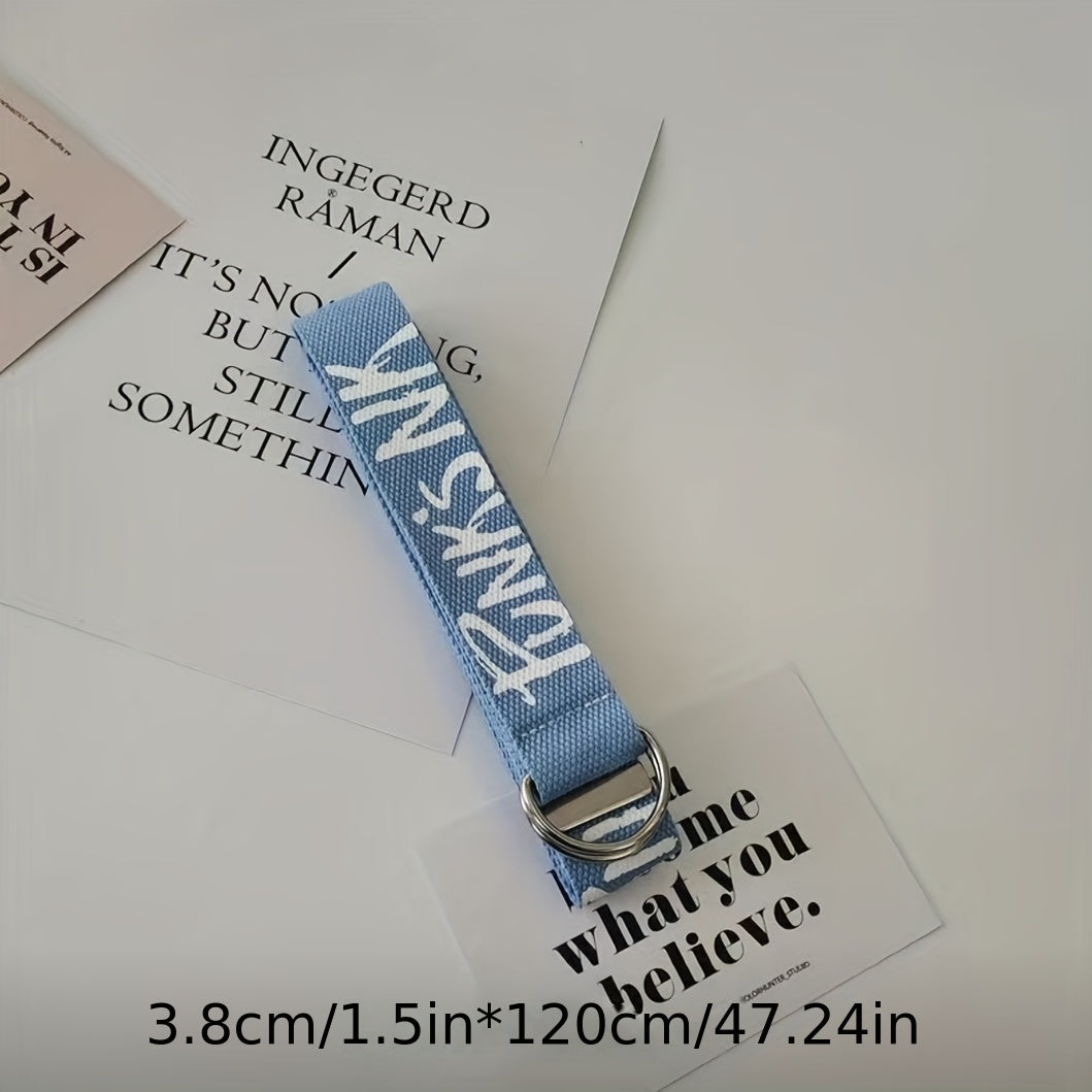 Men's Letter Canvas Double Ring Buckle Belt