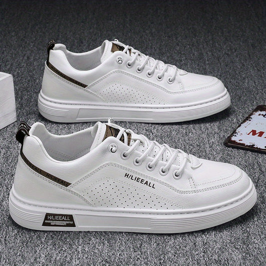 Men's Lace Up Sneakers Casual PU Leather Walking Shoes