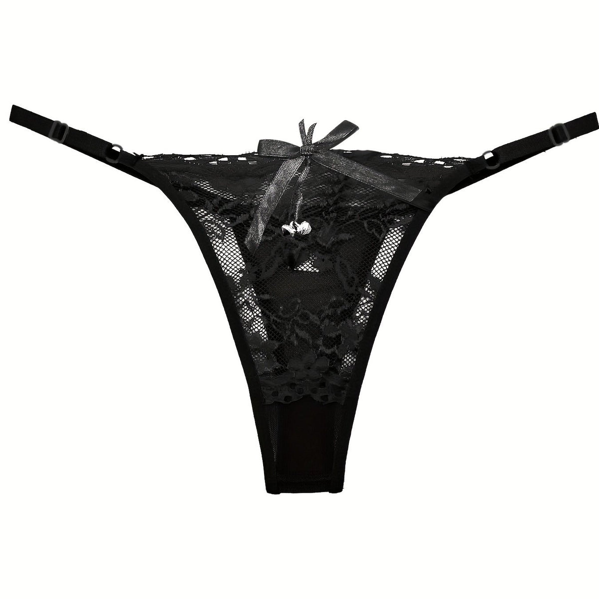 Floral Lace Thongs Bell Decor Panties