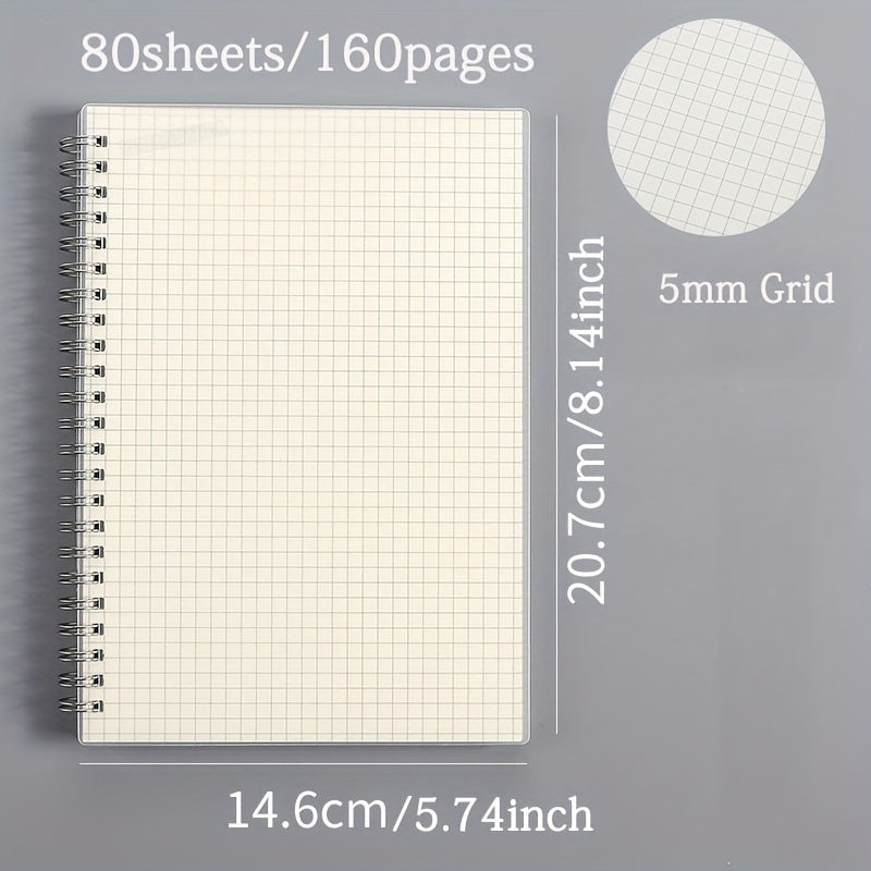 A5 Spiral Hardcover Notebook 80 Sheets Horizontal Line Grid Blank Inner Page