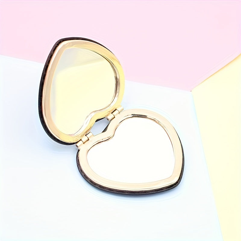 Heart Shaped Makeup Mirror Double Side Folding Pocket Mirror for Purse