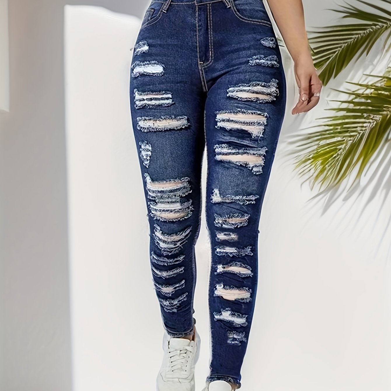  Sexy Jeans Women's Plus Ripped Skinny Jeans
