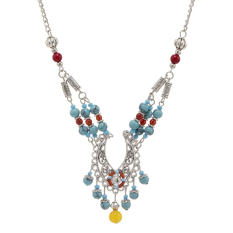 Boho Earrings Necklace Set Vintage Hanfu Alloy Hair Accessories