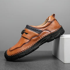Men Leather Stitch Loafer Shoes Lightweight Slip On Casual Sneakers
