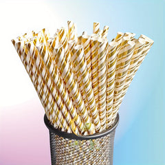 25pcs Random Party Straws Hot Stamped Paper Straws Decor