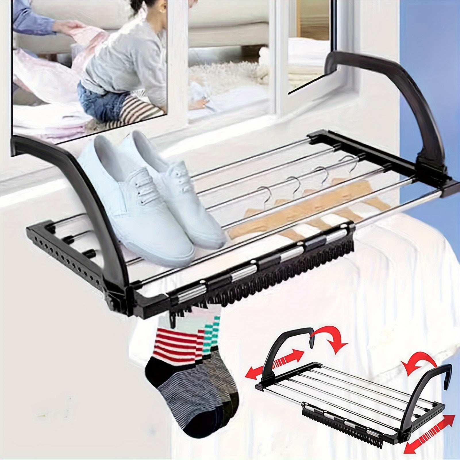 Folding Towel Drying Rack Stainless Steel Clothes Hanger Space Saver