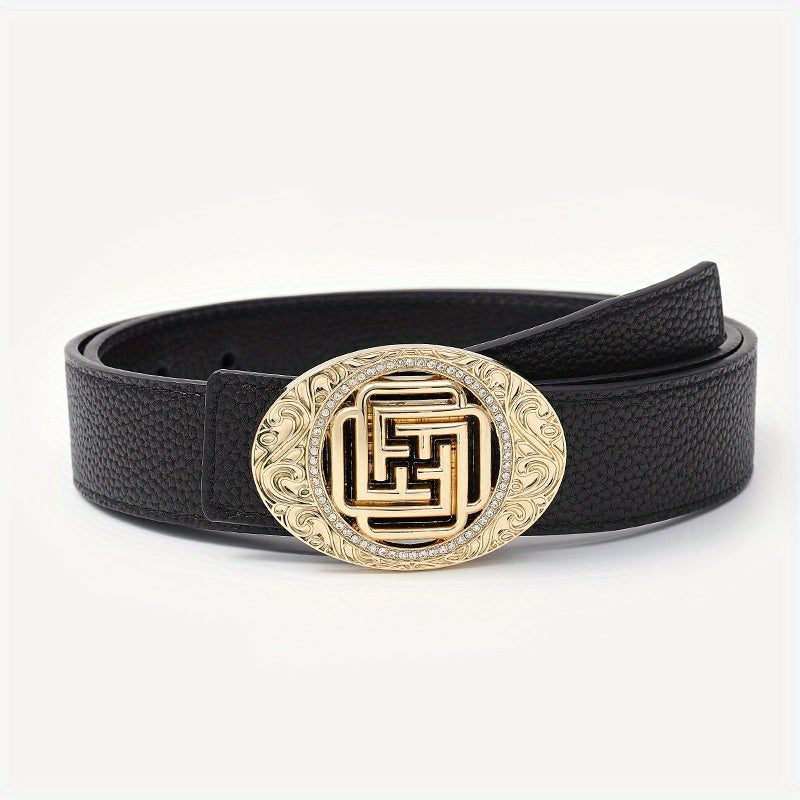 Men's Leather Belt Smooth Buckle Business Belt