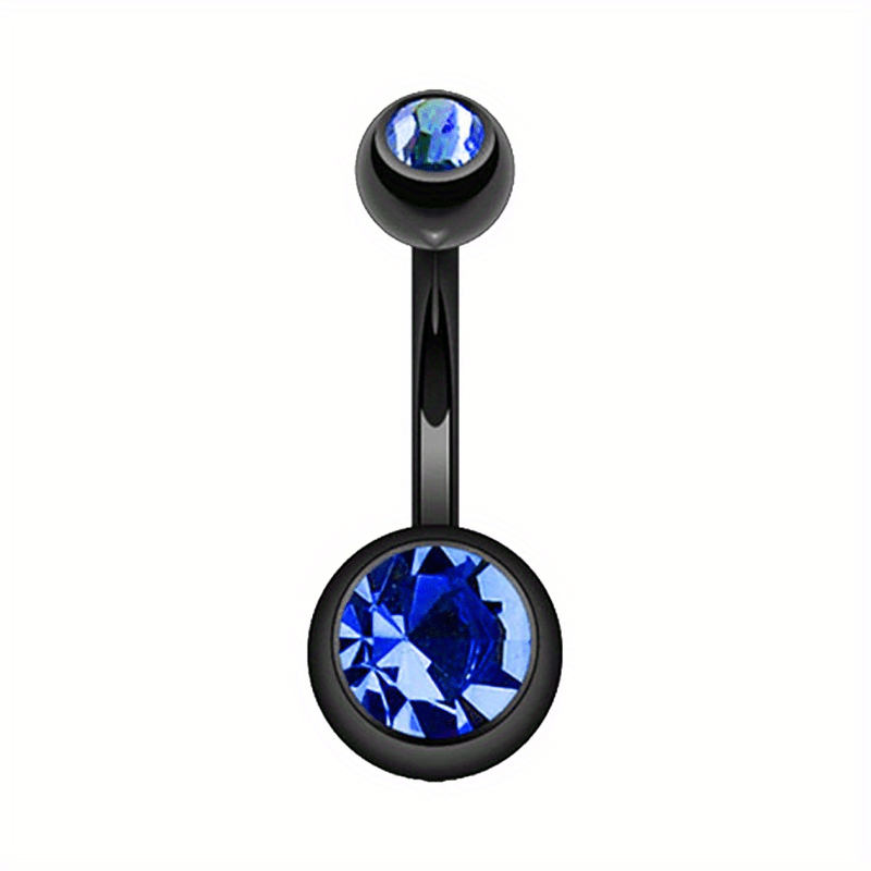 14GA Titanium Steel Double CZ Barbell Belly Button Ring