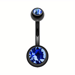 14GA Titanium Steel Double CZ Barbell Belly Button Ring