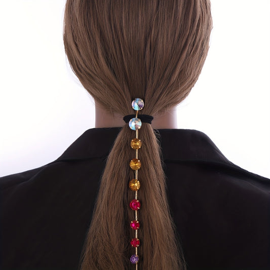 Boho Tassel Rhinestone Headdress Hair Chain Headband