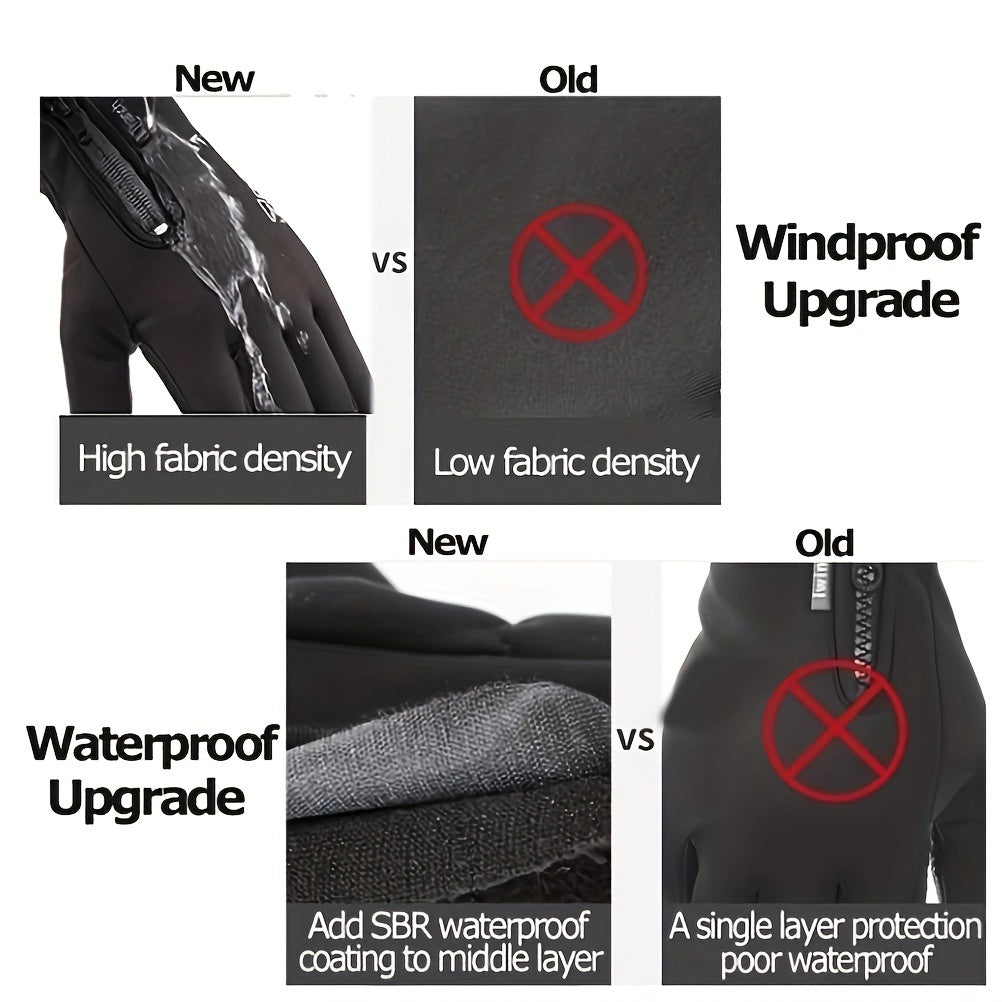 Windproof Waterproof Touch Screen Mittens for Winter Outdoor