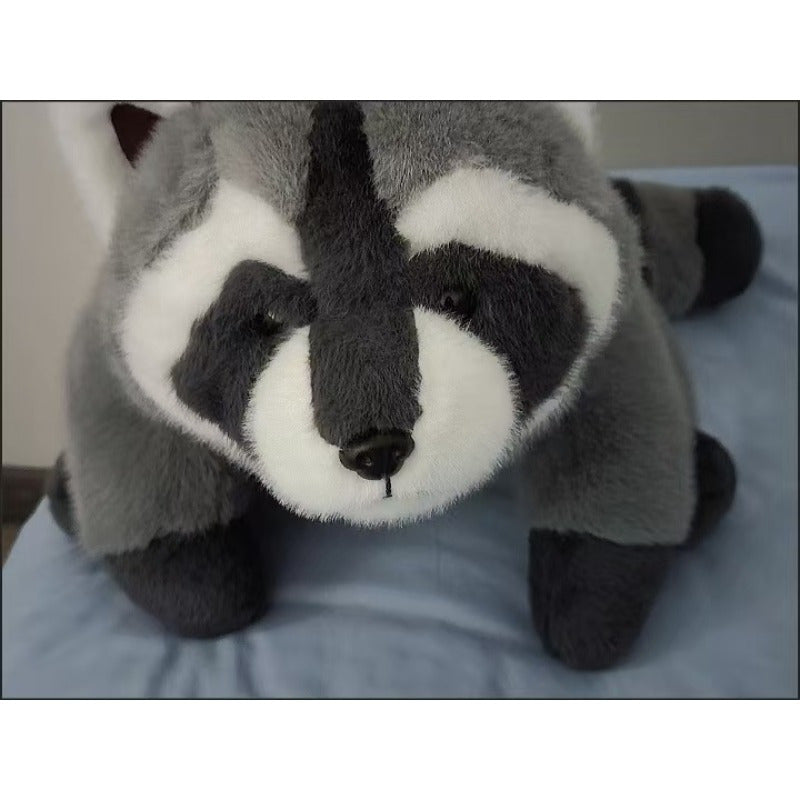 Cute Gray Raccoon Plush Toy Soft Stuffed Animal & Fur Perfect Gift