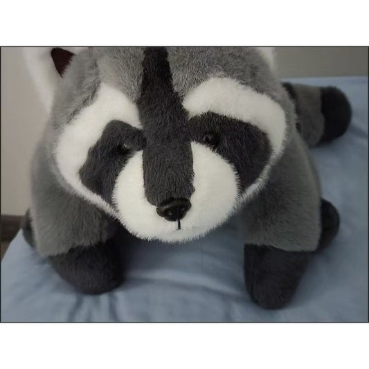 Cute Gray Raccoon Plush Toy Soft Stuffed Animal & Fur Perfect Gift
