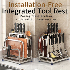 Stainless Steel Cutting Board Organizer with Hooks