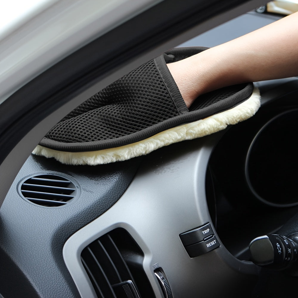Car Cleaning Kit with Polishing Gloves and Coral Fleece Washing Tools