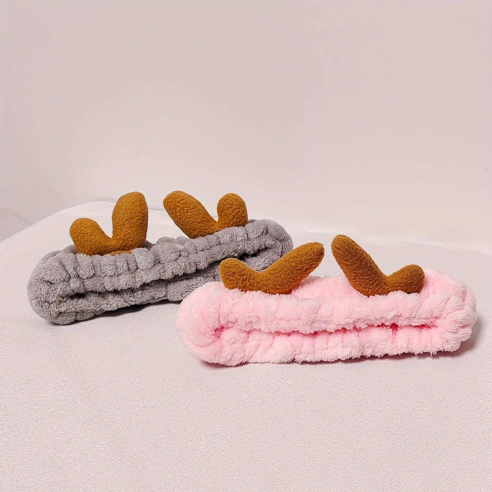 Cartoon Antlers Ear Headband Elastic Makeup Headband Plush Hair Band