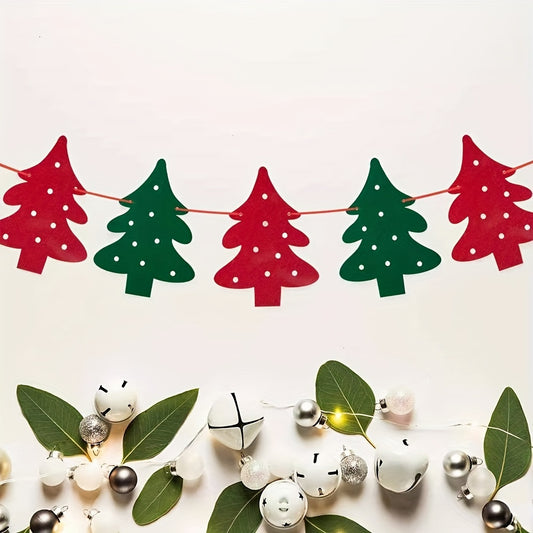 8pcs Christmas Banner Set Red Green Felt Garland Indoor Outdoor Holiday Decor