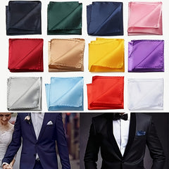 12pcs Men's Pocket Towel Small Handkerchief Solid Handkerchief for Wedding Dress