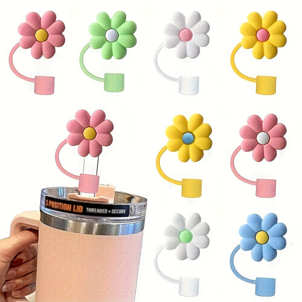 Silicone Straw Lids Cup Accessories, Flower Shaped, 5-10pcs