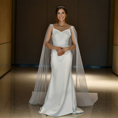 Bridal Veil Shawl Glamorous Style 100 Yarn with Lace Applique