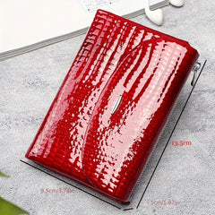 Vintage Leather Bi-fold Wallet with Zipper Closure & Flap Pocket