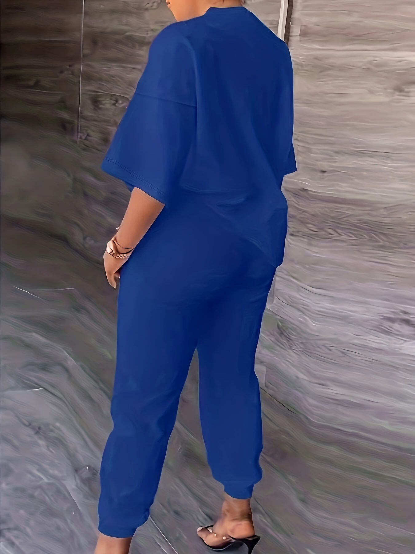 Casual Two Piece Set Crew Neck Tops & Jogger Pants Outfits Women's Clothing
