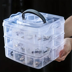 Detachable Jewelry Storage Box Three Layer Transparent Cosmetics Storage Box