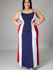  Colorblock Stretch Maxi Cami Dress