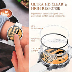 Galaxy Watch 6 40mm 44mm Rhinestone Case Bling Bumper Screen Protector Cover