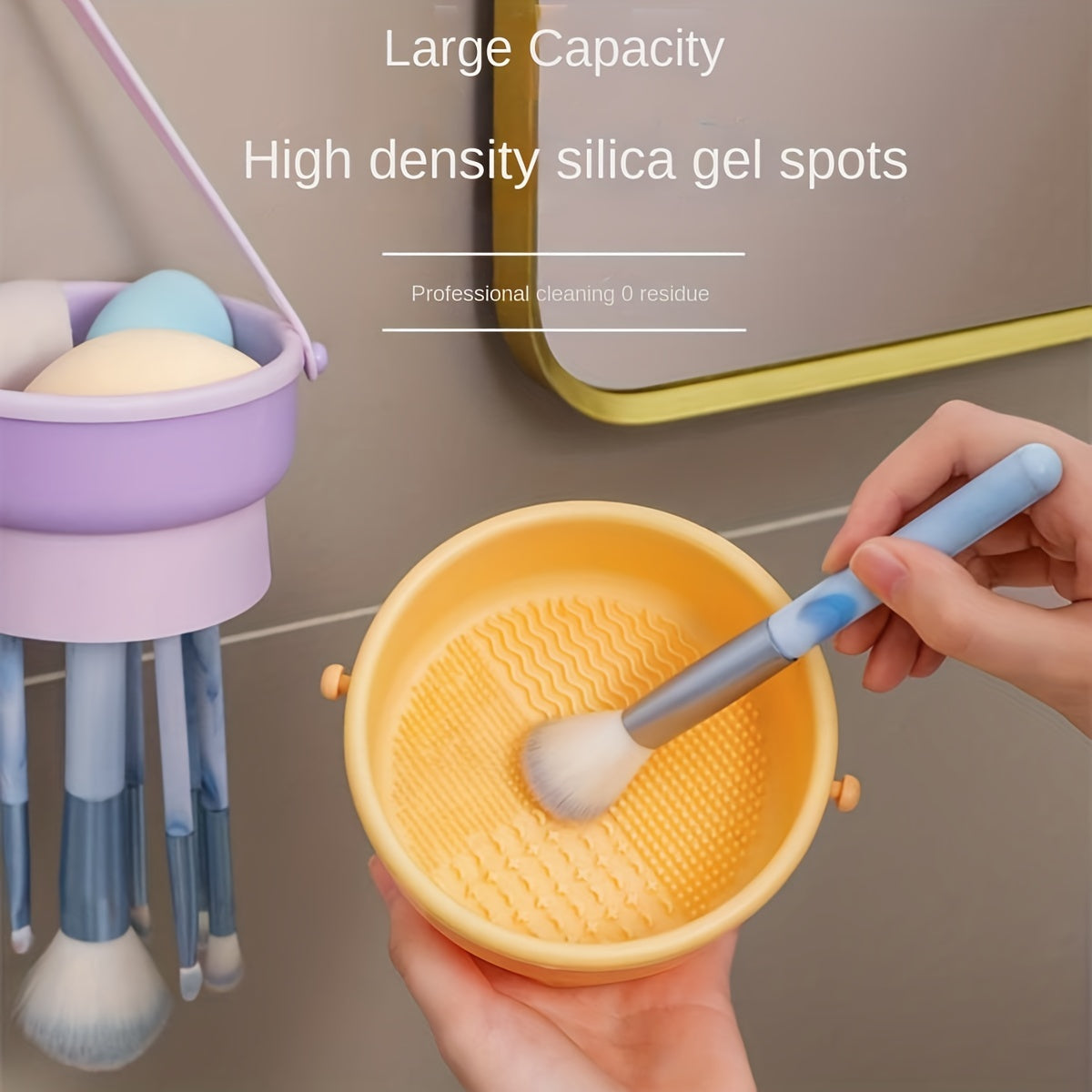 2-in-1 Silicone Brush Cleaning Mat with Holder