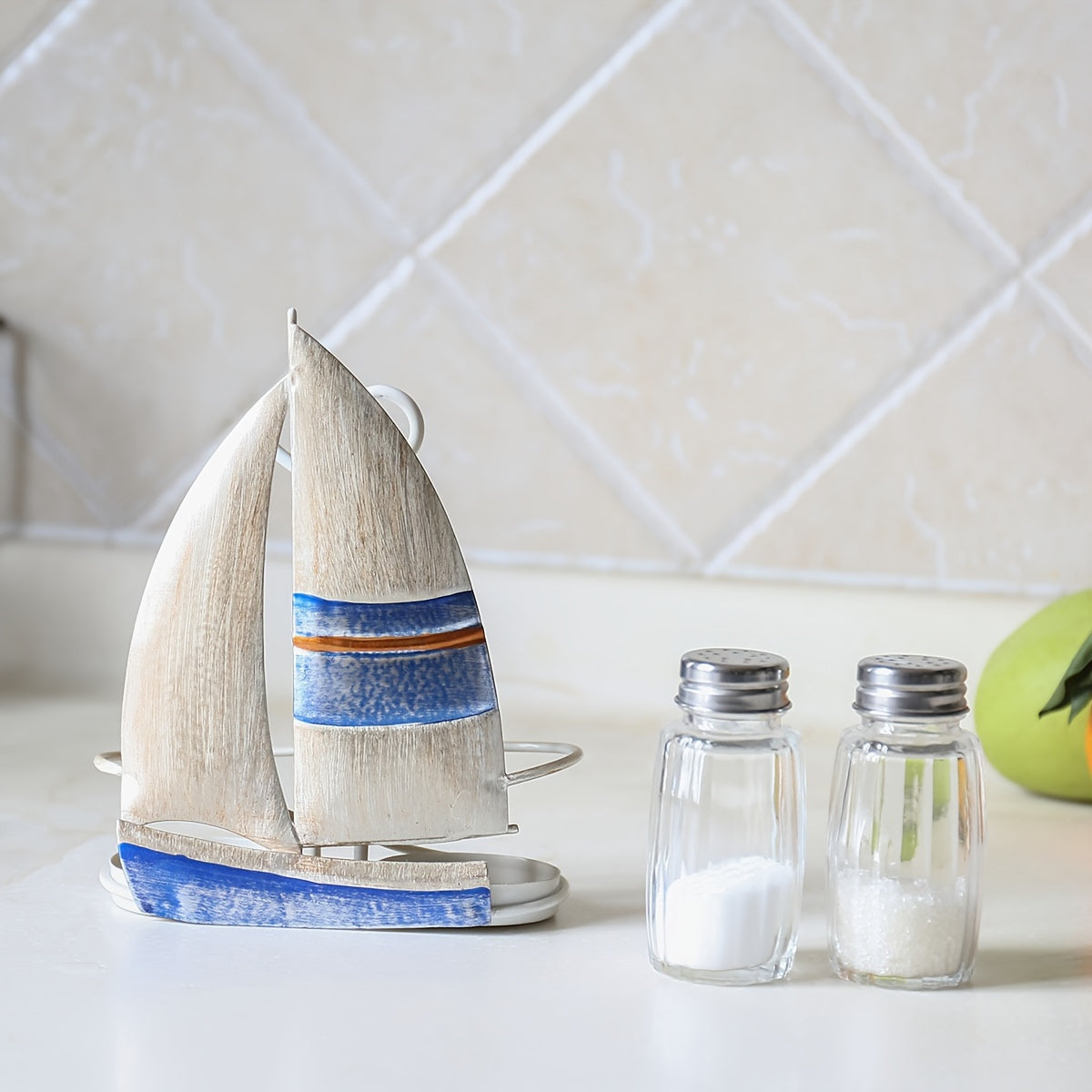 Sailboat Seasoning Bottle Holder & Pepper Bottle Storage Iron Organizer