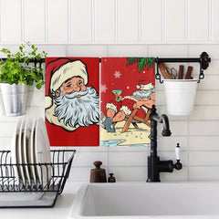 2pcs Christmas Red Surf Santa Towels Soft Quick Drying