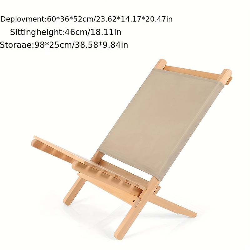 Solid Wood Folding Beach Chair for Camping & Fishing