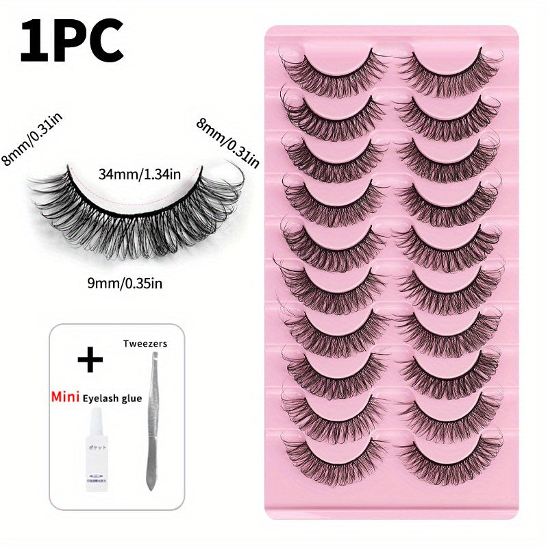 1pc DD Curling Volume False Eyelashes With Mini Glue And Tweesers