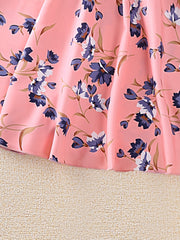Boho Floral Long Sleeve Dress For Girls With Shirred Waist