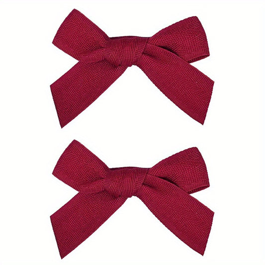 2pcs Red Wine Bowknot Hair Clip Sweet Hair Clip For Side Hair Bang Braids