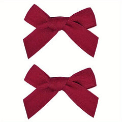 2pcs Red Wine Bowknot Hair Clip Sweet Hair Clip For Side Hair Bang Braids