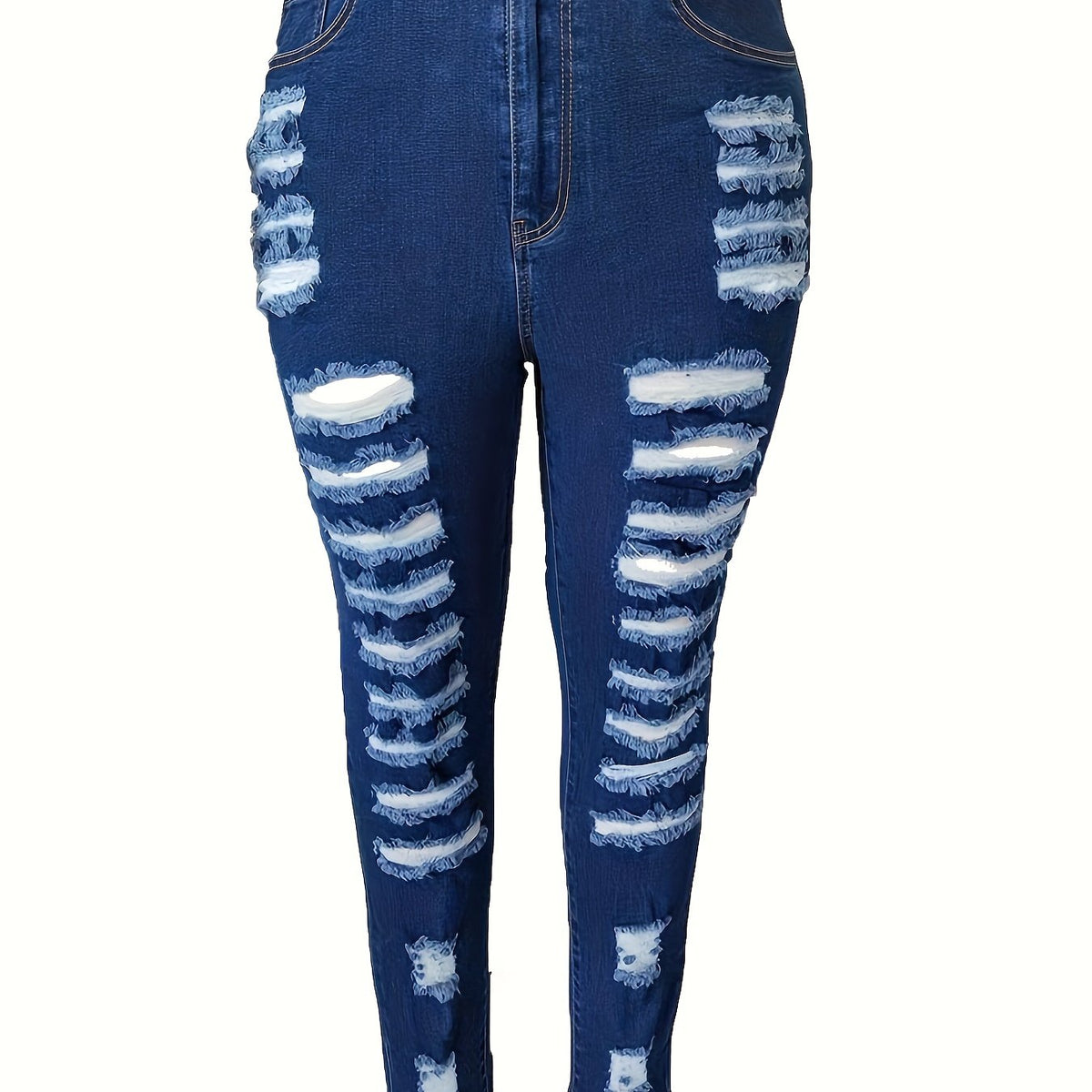  Solid Ripped High Rise Skinny Jeans